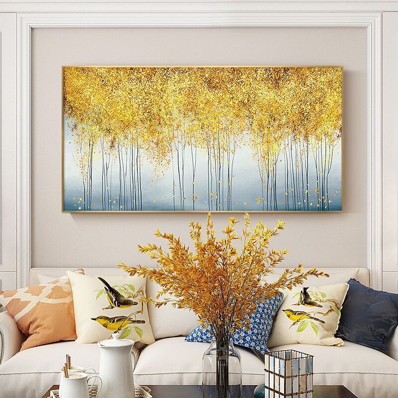 Hand-painted Abstract Oil Painting Decorative Painting The Living Room Lucky Tree Nordic Light Luxury Modern Backdrop Paintings27inx54in,No Frame