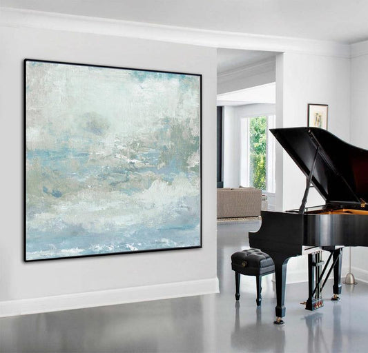 AbstractOilPaintingOversizeWallPaintingCanvasArtBluePaintingWallArtModernPaintingWallPainting  31in,No Frame