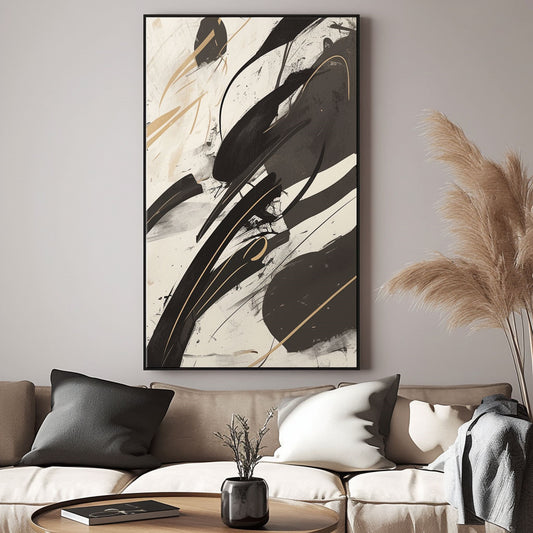 Handpainted Abstract Wall Art Painting Decorative Painting Aisle Corridor Mural Mooring Hanging Painting black 31inx47in,No Frame