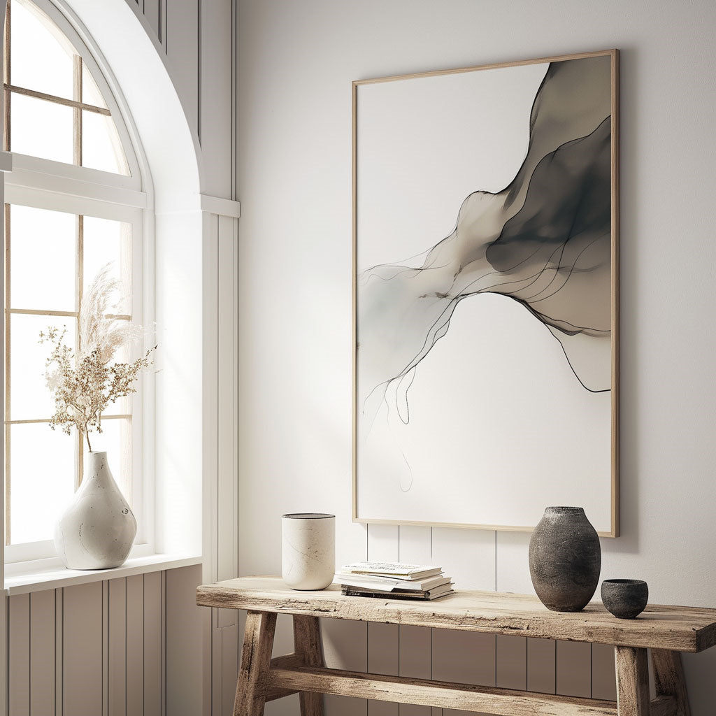 Handpainted Abstract Wall Art Painting Decorative Painting Aisle Corridor Mural Mooring Hanging Painting black 31inx47in,No Frame