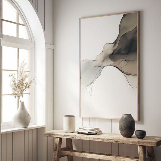 Handpainted Abstract Wall Art Painting Decorative Painting Aisle Corridor Mural Mooring Hanging Painting black 31inx47in,No Frame
