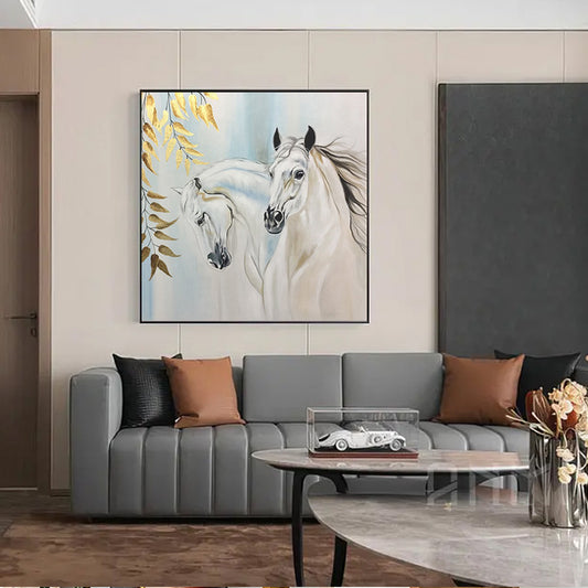 Handmade Horse Picture Wall Art Paintings Handpainted Oil Painting On Canvas Wall Art Modern Home,31inx31in,No Frame