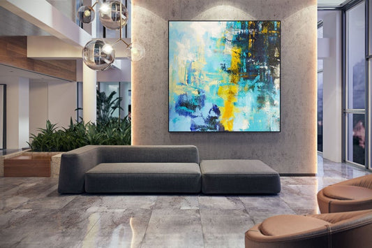 ModernArtAbstractPaintingOriginalPainting-CanvasArtworkExtraLargeAbstractPaintingContemporaryWallArtTeal  31in,No Frame