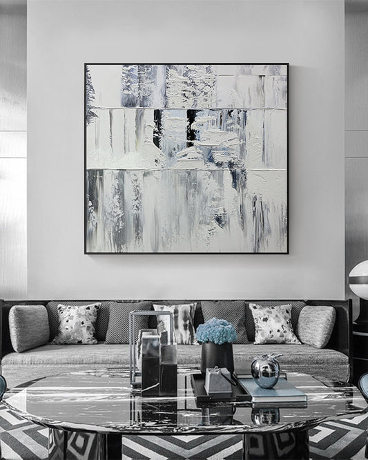 New To Abstract Pure Hand painted Modern Knife Painting Frameless Oil Painting Living Room Simple,31inx31in,No Frame