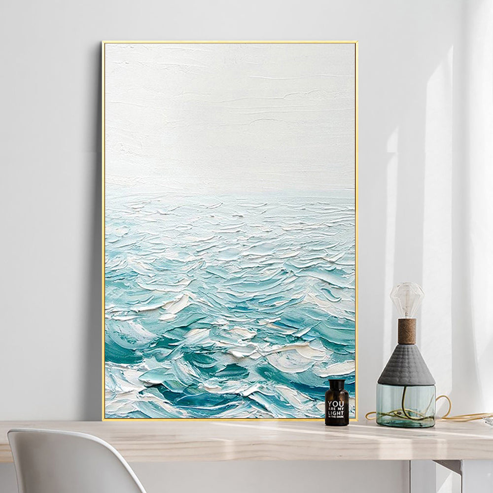 New Home Decor Paintings Abstract Hand Painted Oil Painting Modern Canvas Picture Green Texture Wall Art Oil Painting for Home Living Room,31inx47in,No Frame