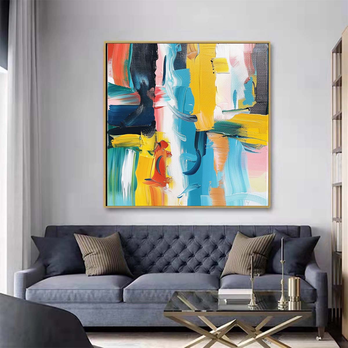 Abstract Handmade Oil Painting Modern Minimalist Home Living Room Decoration Painting,31inx31in,No Frame