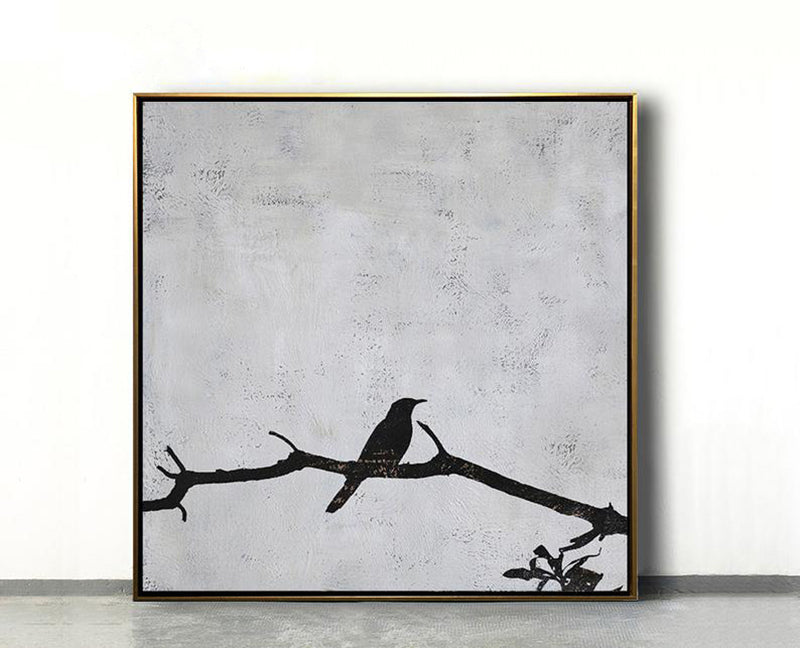 AbstractBirdpaintingModernArtMinimalistPaintingCanvasArt-handpaintedoversizedCanvasPainting 31in,No Frame