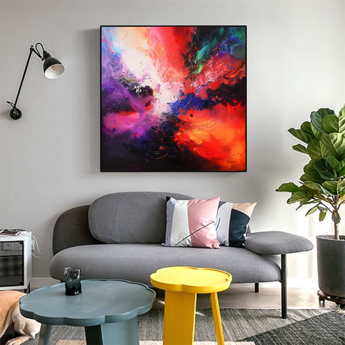 Abstract Handmade Oil Painting Modern Minimalist Home Living Room Decoration Painting,31inx31in,No Frame