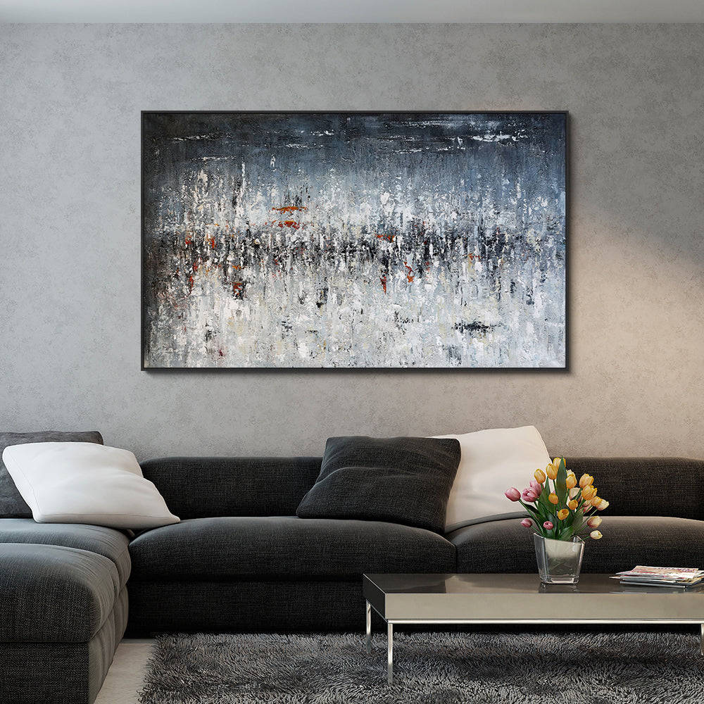 #540Modern Abstract Wall Art Hand painted Landscape Oil Painting On Canvas Nodic Grey Oil Paintings,27inx54in,No Frame
