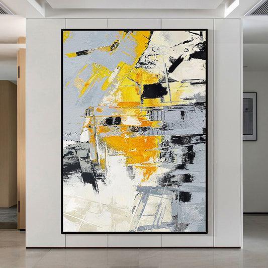 #750Abstract Oil Painting Handmade Yellow Modern Mural Art for Home Cuadros Canvas Painting Large Sofa Decoration,31inx47in,No Frame