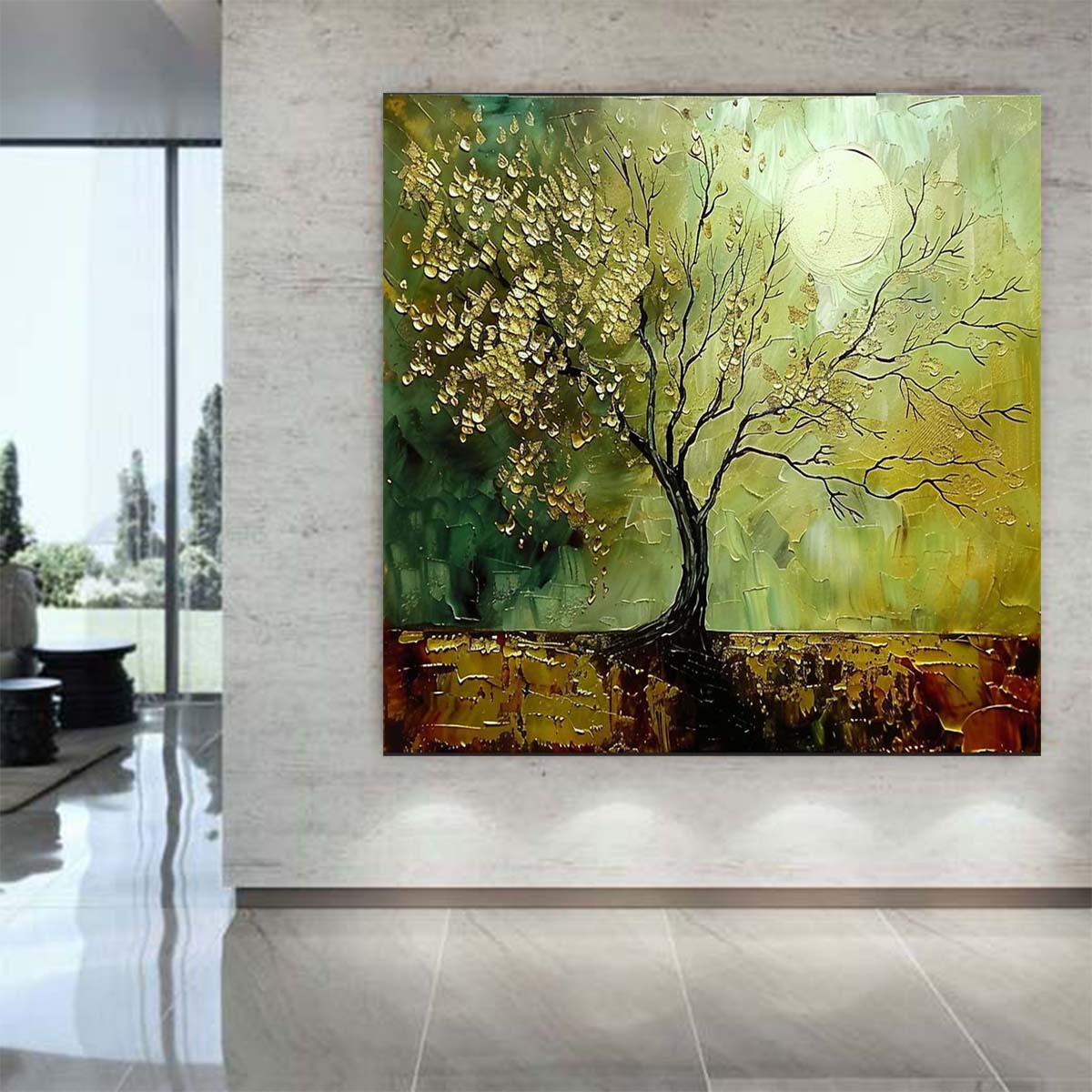 Abstract Handmade Oil Painting Modern Minimalist Home Living Room Decoration Painting,31inx31in,No Frame