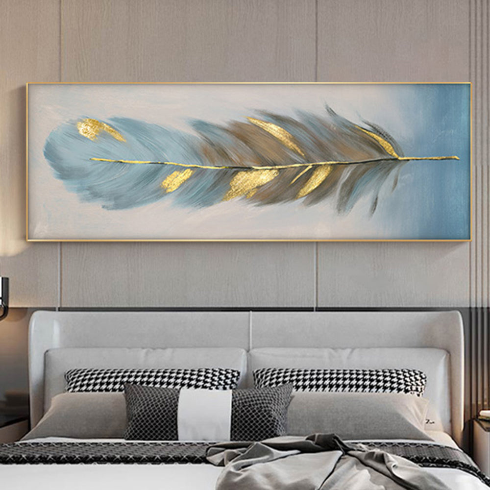Oil Painting Wall Canvas Home Art Hand Painted  Picture Feather Modern Canvas Artwork For,27inx54in,No Frame