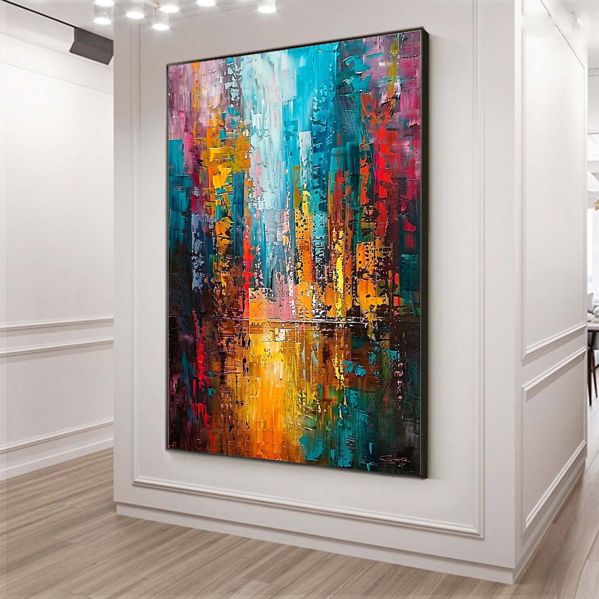 Original creation City Hand painted Oil Painting Canvas Wall Art For Home Living Room Unframed/Rolled #038