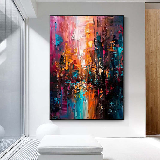 Original creation City Hand painted Oil Painting Canvas Wall Art For Home Living Room Unframed/Rolled #031