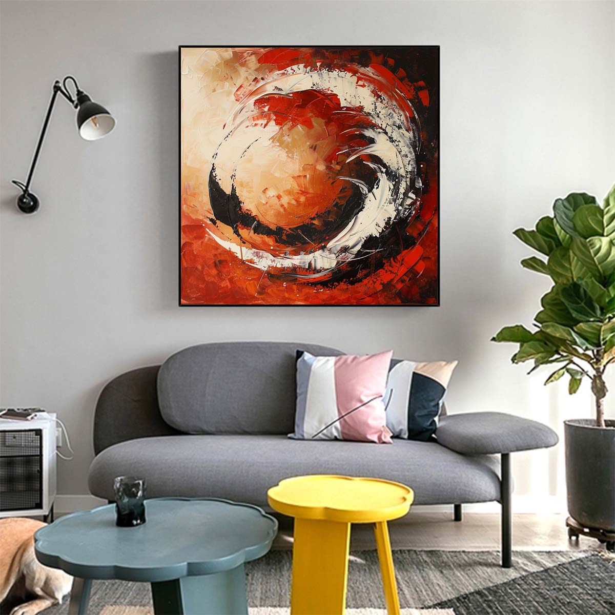 Abstract Handmade Oil Painting Modern Minimalist Home Living Room Decoration Painting,31inx31in,No Frame 3